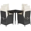 Image de vidaXL - 5-delige - Tuinset - met - kussens - poly - rattan - zwart