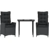 Image de vidaXL - 3-delige - Tuinset - met - kussens - poly - rattan - zwart