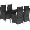 Image de vidaXL - 5-delige - Tuinset - met - kussens - poly - rattan - zwart