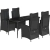 Image de vidaXL - 5-delige - Tuinset - met - kussens - poly - rattan - zwart