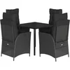 Image de vidaXL - 5-delige - Tuinset - met - kussens - poly - rattan - zwart