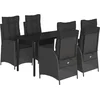 Image de vidaXL - 5-delige - Tuinset - met - kussens - poly - rattan - zwart