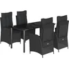 Image de vidaXL - 5-delige - Tuinset - met - kussens - poly - rattan - zwart