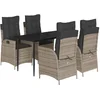 Image de vidaXL - 5-delige - Tuinset - met - kussens - poly - rattan - grijs