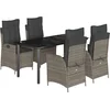 Image de vidaXL - 5-delige - Tuinset - met - kussens - poly - rattan - grijs