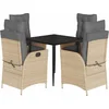 Image de vidaXL - 5-delige - Tuinset - met - kussens - poly - rattan - beige