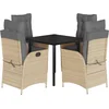 Image de vidaXL - 5-delige - Tuinset - met - kussens - poly - rattan - beige