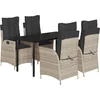 Image de vidaXL - 5-delige - Tuinset - met - kussens - poly - rattan - lichtgrijs