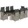 Image de vidaXL - 9-delige - Tuinset - met - kussens - poly - rattan - lichtgrijs