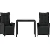 Image de vidaXL - 3-delige - Tuinset - met - kussens - poly - rattan - zwart