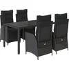 Image de vidaXL - 5-delige - Tuinset - met - kussens - poly - rattan - zwart
