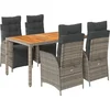 Image de vidaXL - 5-delige - Tuinset - met - kussens - poly - rattan - grijs