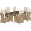 Image de vidaXL - 7-delige - Tuinset - met - kussens - poly - rattan - beige