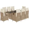 Image de vidaXL - 9-delige - Tuinset - met - kussens - poly - rattan - beige