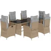Image de vidaXL - 7-delige - Tuinset - met - kussens - poly - rattan - gemengd - beige