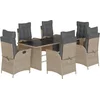 Image de vidaXL - 7-delige - Tuinset - met - kussens - poly - rattan - grijs