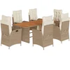 Image de vidaXL - 7-delige - Tuinset - met - kussens - poly - rattan - beige