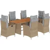 Image de vidaXL - 7-delige - Tuinset - met - kussens - poly - rattan - gemengd - beige