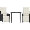 Image de vidaXL - 3-delige - Tuinset - met - kussens - poly - rattan - zwart