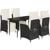 Image de vidaXL - 5-delige - Tuinset - met - kussens - poly - rattan - zwart
