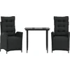 Image de vidaXL - 3-delige - Tuinset - met - kussens - poly - rattan - zwart