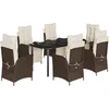 Image de vidaXL - 7-delige - Tuinset - met - kussens - poly - rattan - bruin