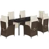 Image de vidaXL - 7-delige - Tuinset - met - kussens - poly - rattan - bruin