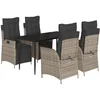 Image de vidaXL - 5-delige - Tuinset - met - kussens - poly - rattan - grijs