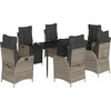 Image de vidaXL - 7-delige - Tuinset - met - kussens - poly - rattan - grijs