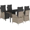 Image de vidaXL - 5-delige - Tuinset - met - kussens - poly - rattan - grijs