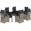 Image de vidaXL - 7-delige - Tuinset - met - kussens - poly - rattan - grijs