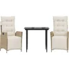 Image de vidaXL - 3-delige - Tuinset - met - kussens - poly - rattan - beige