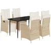 Image de vidaXL - 5-delige - Tuinset - met - kussens - poly - rattan - beige