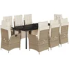Image de vidaXL - 9-delige - Tuinset - met - kussens - poly - rattan - beige