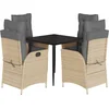 Image de vidaXL - 5-delige - Tuinset - met - kussens - poly - rattan - gemengd - beige