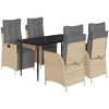 Image de vidaXL - 5-delige - Tuinset - met - kussens - poly - rattan - gemengd - beige