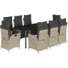 Image de vidaXL - 9-delige - Tuinset - met - kussens - poly - rattan - lichtgrijs