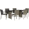 Image de vidaXL - 7-delige - Tuinset - met - kussens - poly - rattan - grijs