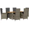 Image de vidaXL - 7-delige - Tuinset - met - kussens - poly - rattan - grijs
