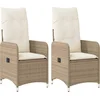 Image de vidaXL - Tuinstoelen - 2 - st - verstelbaar - met - kussens - poly - rattan - beige