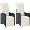 Image de vidaXL - Tuinstoelen - 2 - st - verstelbaar - met - kussens - poly - rattan - zwart