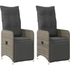 Image de vidaXL - Tuinstoelen - 2 - st - verstelbaar - met - kussens - poly - rattan - grijs