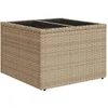 Image de vidaXL - Tuintafel - met - glazen - blad - 55x55x37 - cm - poly - rattan - beige