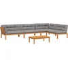 Image de vidaXL - 5-delige - Loungeset - pallet - met - kussens - massief - acaciahout