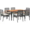 Image de vidaXL - 7-delige - Tuinset - met - kussens - poly - rattan - zwart