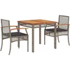 Image de vidaXL - 3-delige - Tuinset - met - kussens - poly - rattan - grijs