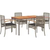 Image de vidaXL - 5-delige - Tuinset - met - kussens - poly - rattan - grijs