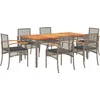 Image de vidaXL - 7-delige - Tuinset - met - kussens - poly - rattan - grijs