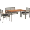 Image de vidaXL - 4-delige - Tuinset - met - kussens - poly - rattan - grijs