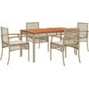 Image de vidaXL - 5-delige - Tuinset - met - kussens - poly - rattan - beige